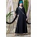Embroidered flare Nida abaya- Black